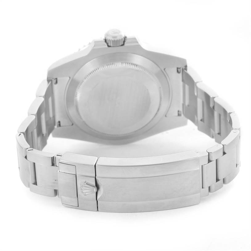 This image shows the backside of a Rolex Submariner 116610 Men
s Stainless Steel Black Dial 116610 Men
s Stainless Steel Black Dial watch, focusing on the case back, bracelet, and clasp.