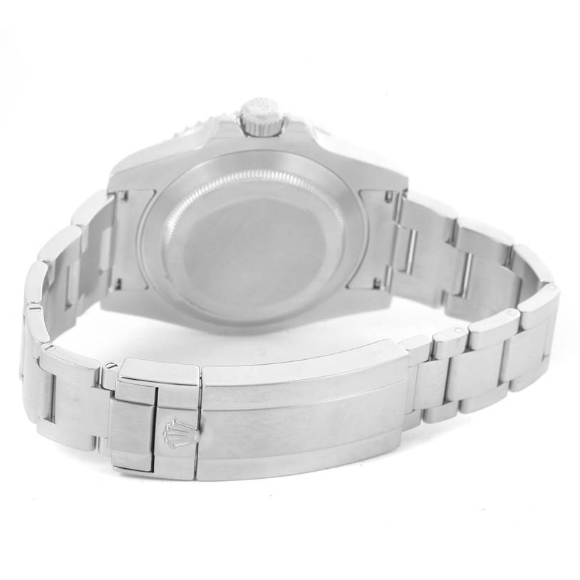 The image shows the back view of the Rolex Submariner 116610 Men
s Stainless Steel Black Dial 116610 Men
s Stainless Steel Black Dial watch, focusing on the case back, crown, and bracelet with the clasp.