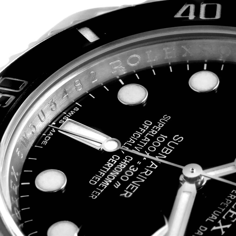 The image shows a close-up of the dial, bezel, and hands of a Rolex Submariner 116610 Men
s Stainless Steel Black Dial 116610 Men
s Stainless Steel Black Dial watch.