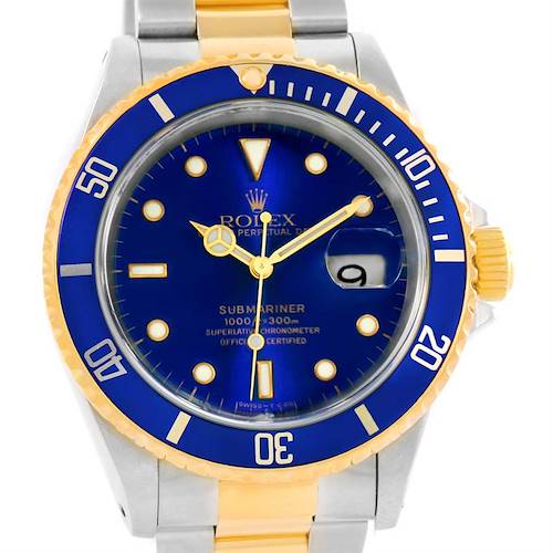 Photo of Rolex Submariner Steel 18K Yellow Gold Mens Watch 16613 Box Papers