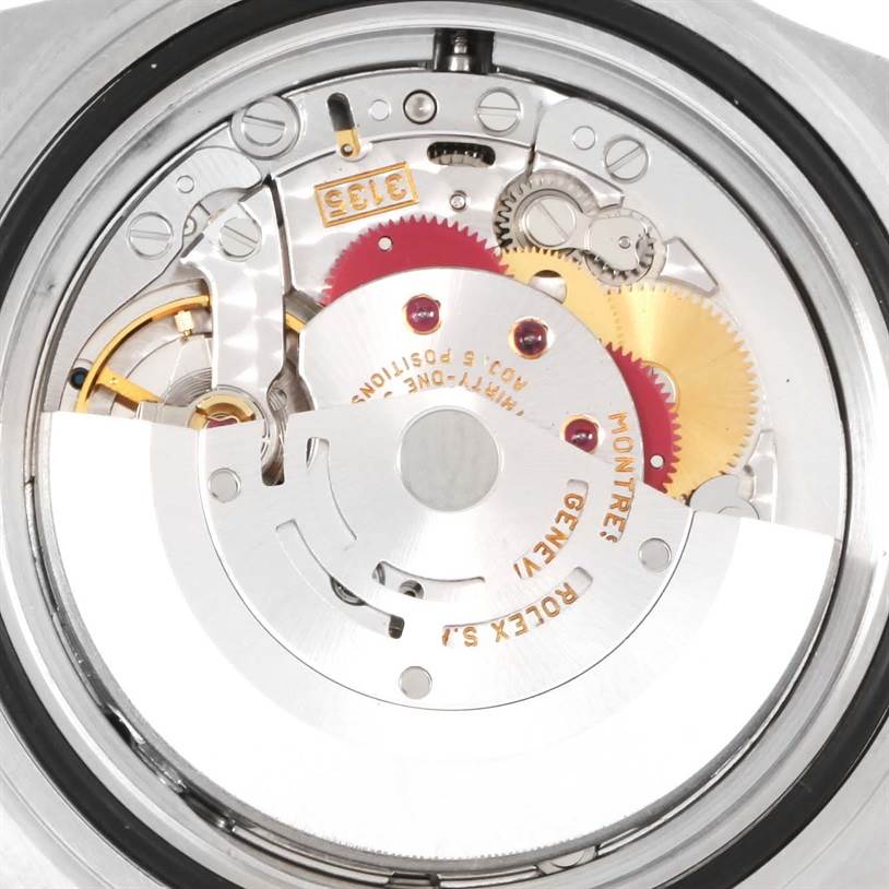 This image shows the internal mechanical movement of a Rolex Submariner 16610 Men
s Stainless Steel Black Dial 16610 Men
s Stainless Steel Black Dial model watch, viewed from the back.