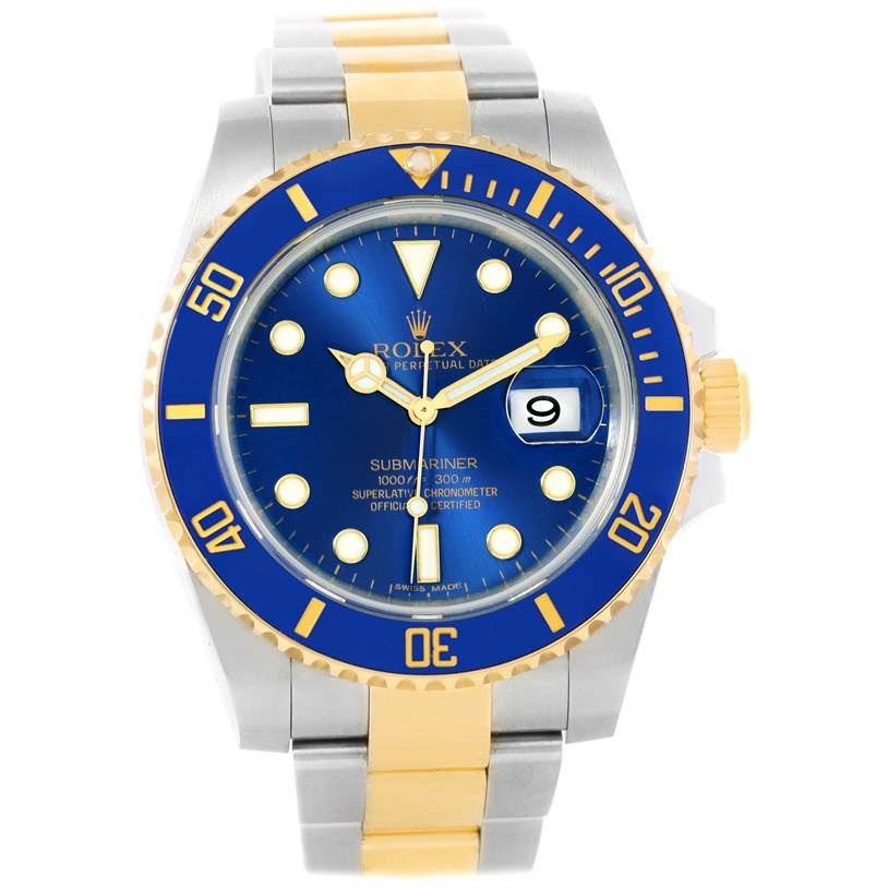 Rolex Submariner Steel 18K Yellow Gold Automatic Mens Watch 116613 ...