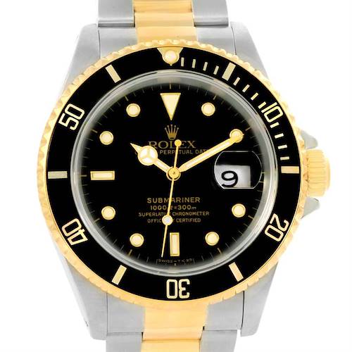 Photo of Rolex Submariner Steel 18K Yellow Gold Watch 16613 Box Papers