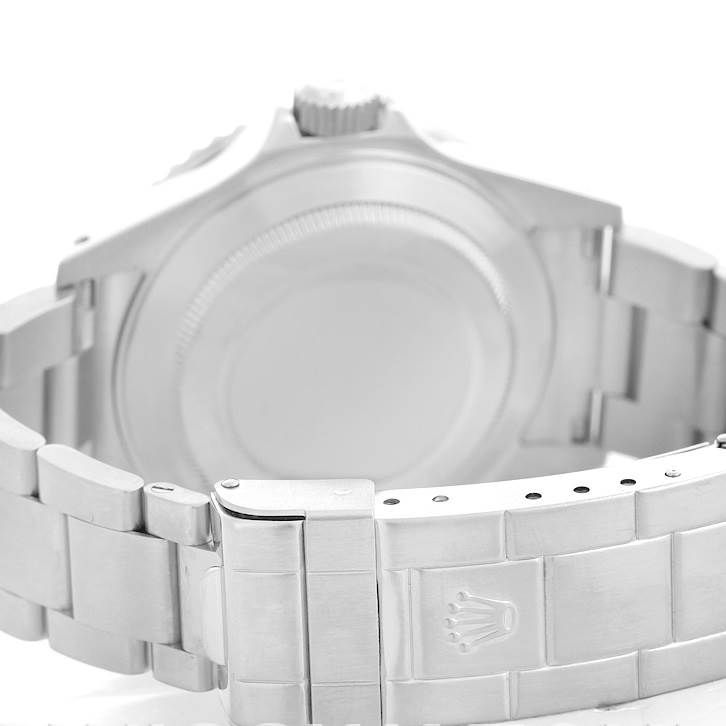 This image shows the back case and clasp of a Rolex Submariner 16610 Men
s Stainless Steel Black Dial 16610 Men
s Stainless Steel Black Dial watch from a rear angle.