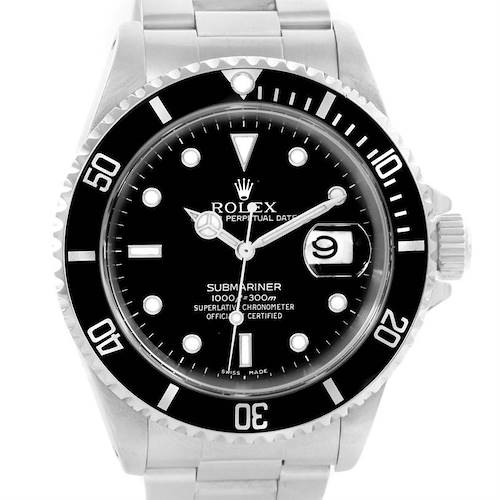 Photo of Rolex Submariner Mens Stainless Steel Black Dial Watch 16610
