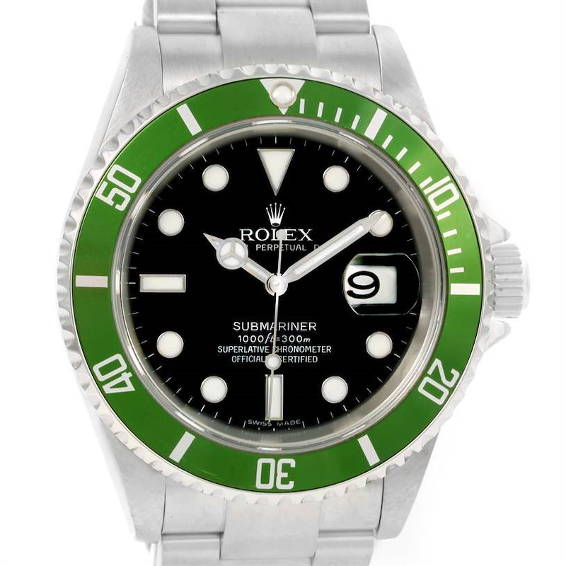 Rolex Submariner Green Bezel 50th Anniversary Mens Watch 16610LV SwissWatchExpo