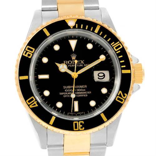 Photo of Rolex Submariner Steel 18K Yellow Gold Black Dial Mens Watch 16613