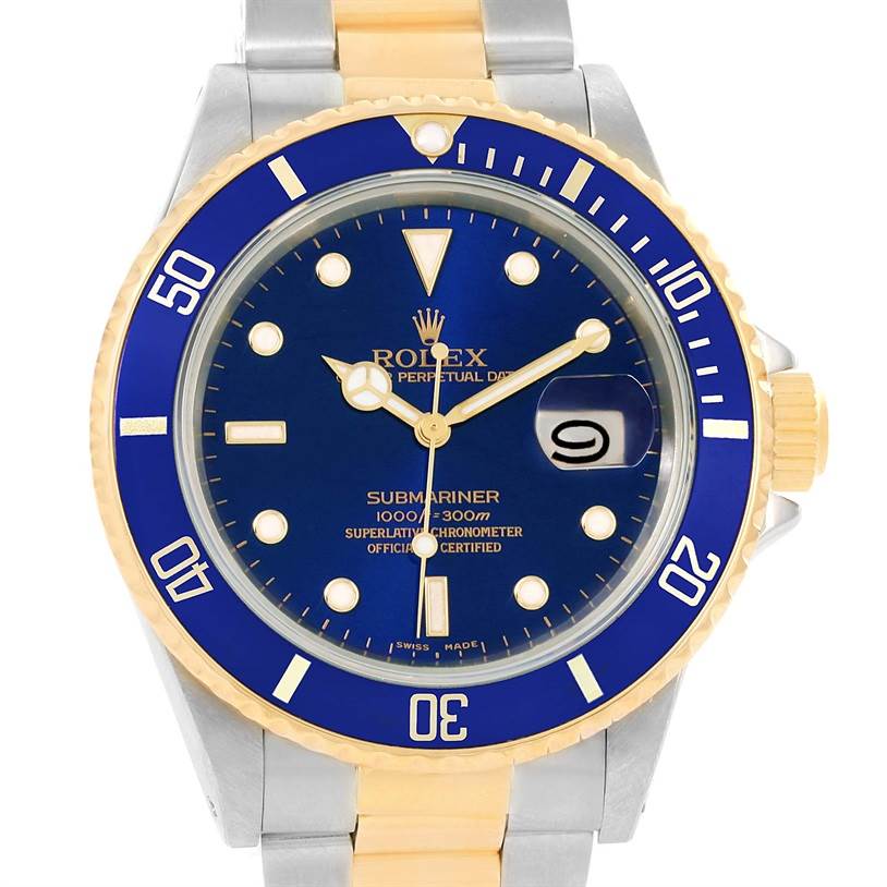 Rolex Submariner Steel 18K Yellow Gold Blue Dial Watch 16803 ...