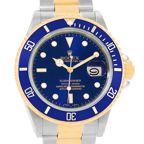 Photo of Rolex Submariner Steel 18K Yellow Gold Blue Dial Watch 16803