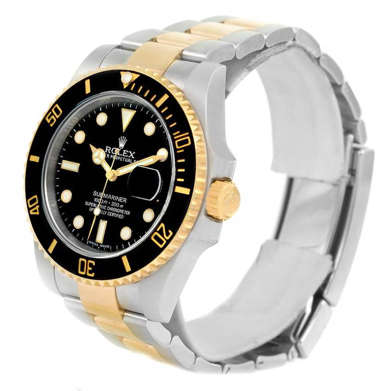 Rolex Submariner Steel Yellow Gold Black Dial Watch 116613 Box Papers SwissWatchExpo