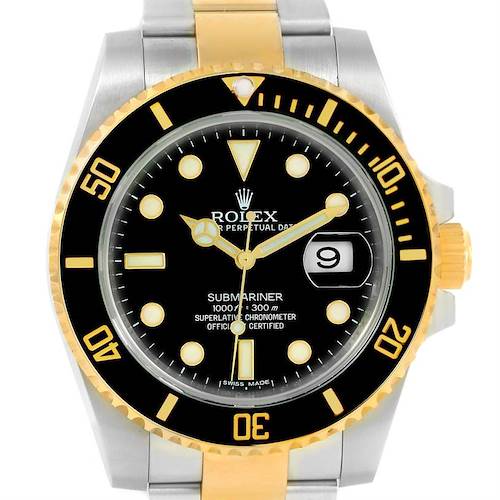 Photo of Rolex Submariner Steel Yellow Gold Black Dial Watch 116613 Box Papers