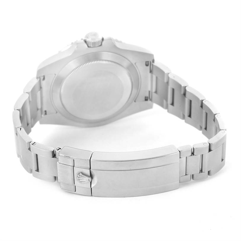 The image shows the back and bracelet clasp of a Rolex Submariner 116610 Men
s Stainless Steel Black Dial 116610 Men
s Stainless Steel Black Dial watch at a rear, horizontal angle.