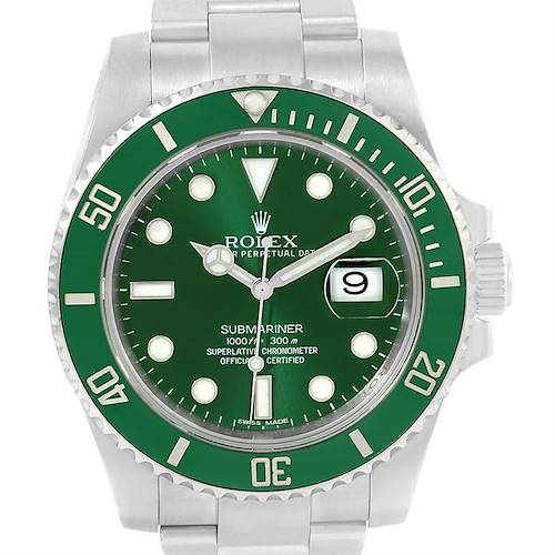 Photo of Rolex Submariner Hulk Green Dial Steel Mens Watch 116610LV Box Papers