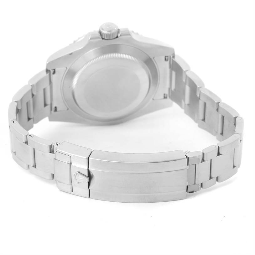 The image shows the back view of the Rolex Submariner 114060 Men
s Stainless Steel Black Dial 114060 Men
s Stainless Steel Black Dial watch, highlighting the case back, crown, and bracelet clasp.