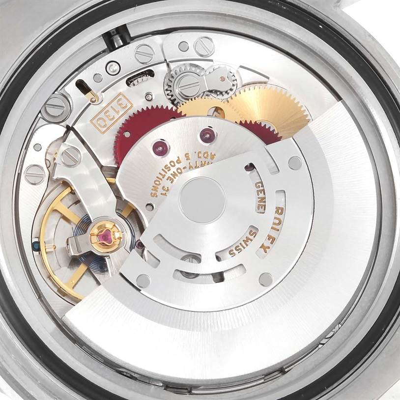 This image shows the internal movement mechanism of a Rolex Submariner 114060 Men
s Stainless Steel Black Dial 114060 Men
s Stainless Steel Black Dial watch from the rear angle.