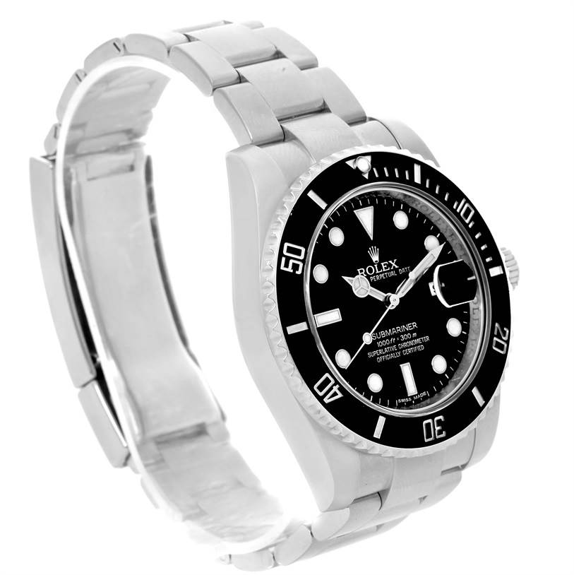 The Rolex Submariner 116610 Men
s Stainless Steel Black Dial 116610 Men
s Stainless Steel Black Dial watch is shown at a slight angle, displaying the face, bezel, and part of the bracelet.