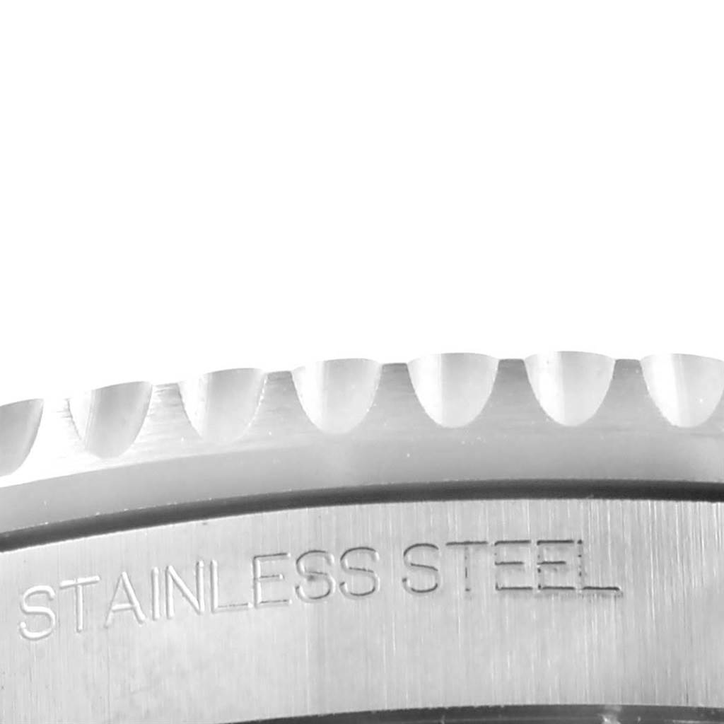 This image shows a close-up of the stainless steel bezel edge and engraving on the Rolex Submariner 116610 Men
s Stainless Steel Black Dial 116610 Men
s Stainless Steel Black Dial watch.