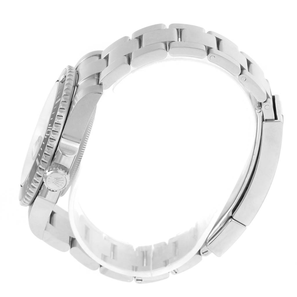 The image shows a side view of the Rolex Submariner 116610 Men
s Stainless Steel Black Dial 116610 Men
s Stainless Steel Black Dial, highlighting its bracelet, crown, and case.