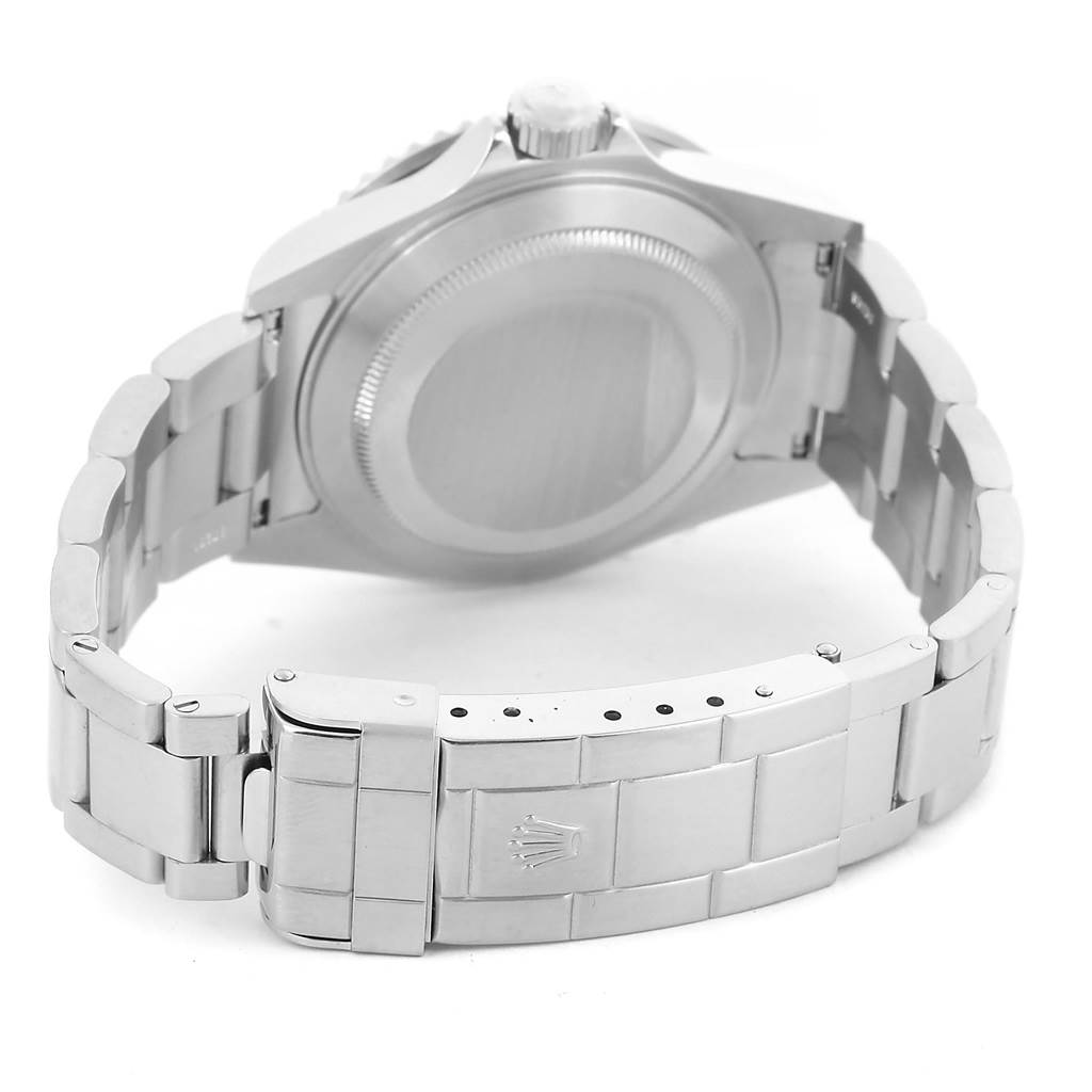 This image shows the back case and clasp of a Rolex Submariner 16610 Men
s Stainless Steel Black Dial 16610 Men
s Stainless Steel Black Dial watch, viewed from a rear angle.