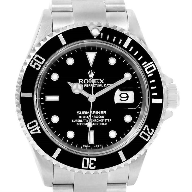 Rolex Submariner Stainless Steel Black Dial Mens Watch 16610 SwissWatchExpo