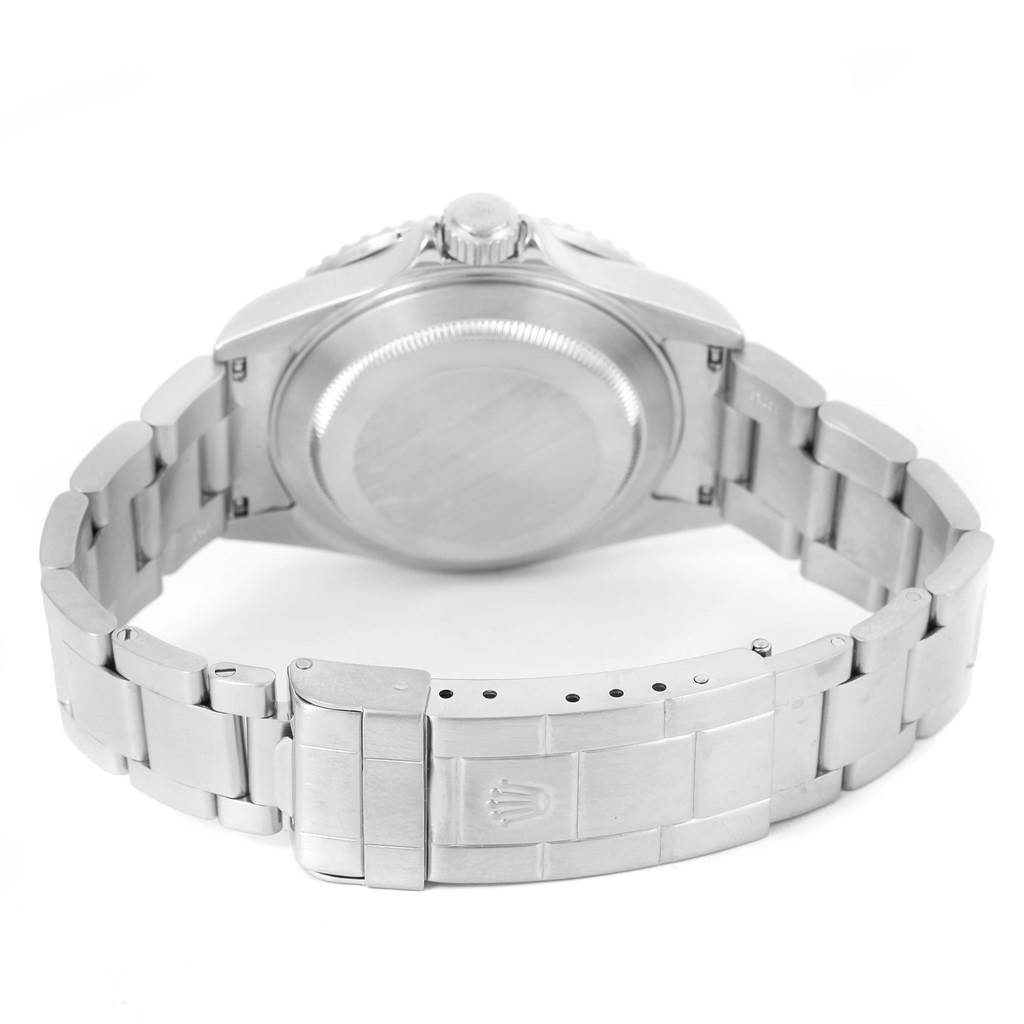 This image shows the back case and bracelet of a Rolex Submariner 16610LV Men's Stainless Steel Black Dial 16610LV Men's Stainless Steel Black Dial watch from a rear angle.