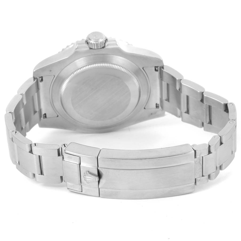 The image shows the back view of a Rolex Submariner 116610 Men's Stainless Steel Black Dial 116610 Men's Stainless Steel Black Dial watch, highlighting the clasp and case back.