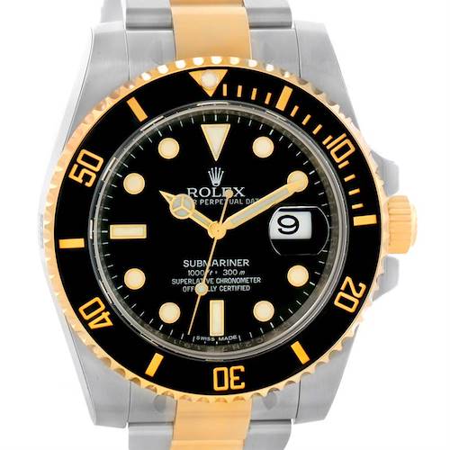 Photo of Rolex Submariner Steel 18K Yellow Gold Black Dial Watch 116613 Unworn