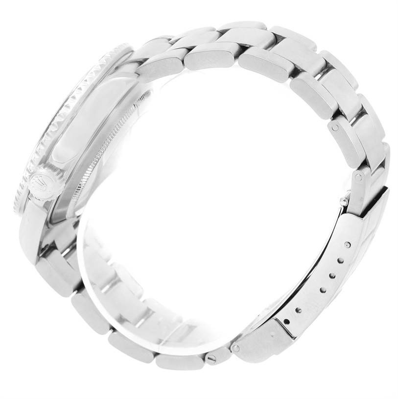 The image shows a side view of the Rolex Submariner 16610 Men's Stainless Steel Black Dial 16610 Men's Stainless Steel Black Dial watch, focusing on its metal bracelet and clasp.