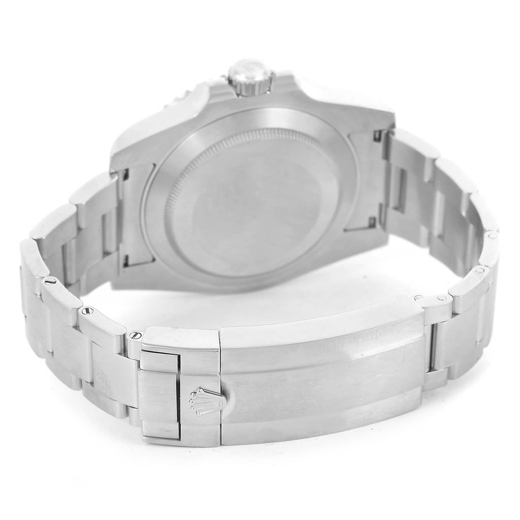 The image shows the back case and clasp of a Rolex Submariner 114060 Men's Stainless Steel Black Dial 114060 Men's Stainless Steel Black Dial watch, viewed from the rear angle.