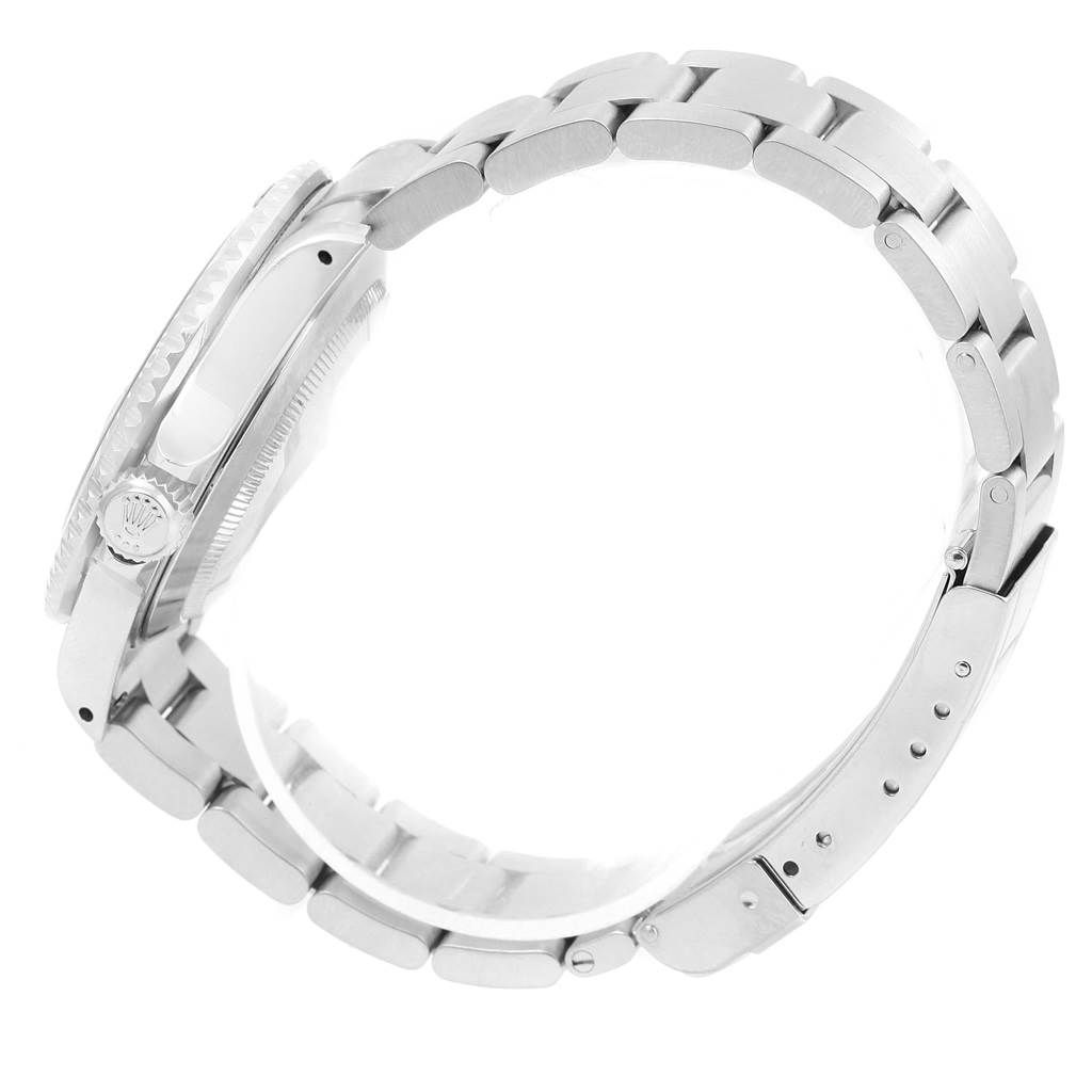 The image shows a side view of the Rolex Submariner 16610 Men's Stainless Steel Black Dial 16610 Men's Stainless Steel Black Dial watch, highlighting the bracelet and crown.