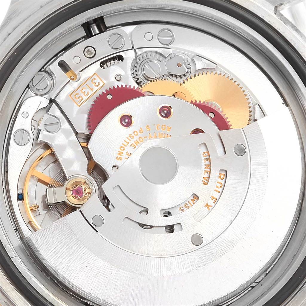 The image shows the internal movement and mechanical parts of a Rolex Submariner 16613 Men's Steel and Gold (two tone) Champagne Dial 16613 Men's Steel and Gold (two tone) Champagne Dial watch, viewed from the back.