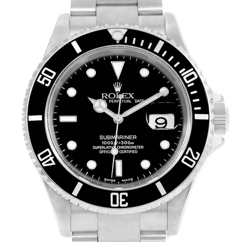 Rolex Submariner Steel Black Dial Mens Watch 16610 Box Papers SwissWatchExpo