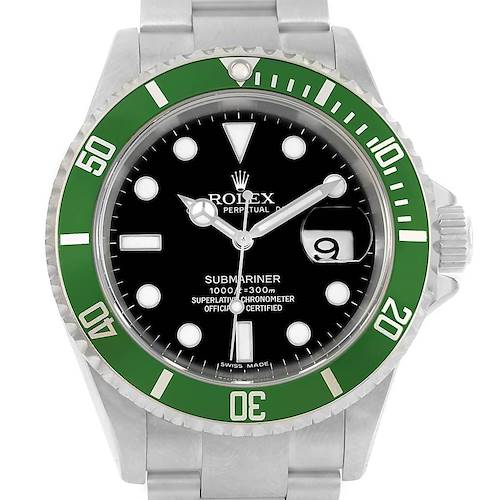 Photo of Rolex Submariner Green Bezel 50th Anniversary Watch 16610LV Box Papers