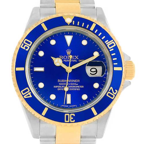 Photo of Rolex Submariner Steel 18K Yellow Gold Blue Dial Watch 16613 Year 2008