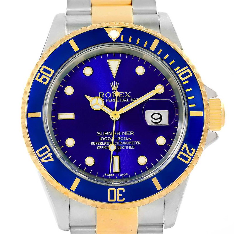 Rolex Submariner Steel 18K Yellow Gold Blue Dial Watch 16613 Year 2006 SwissWatchExpo