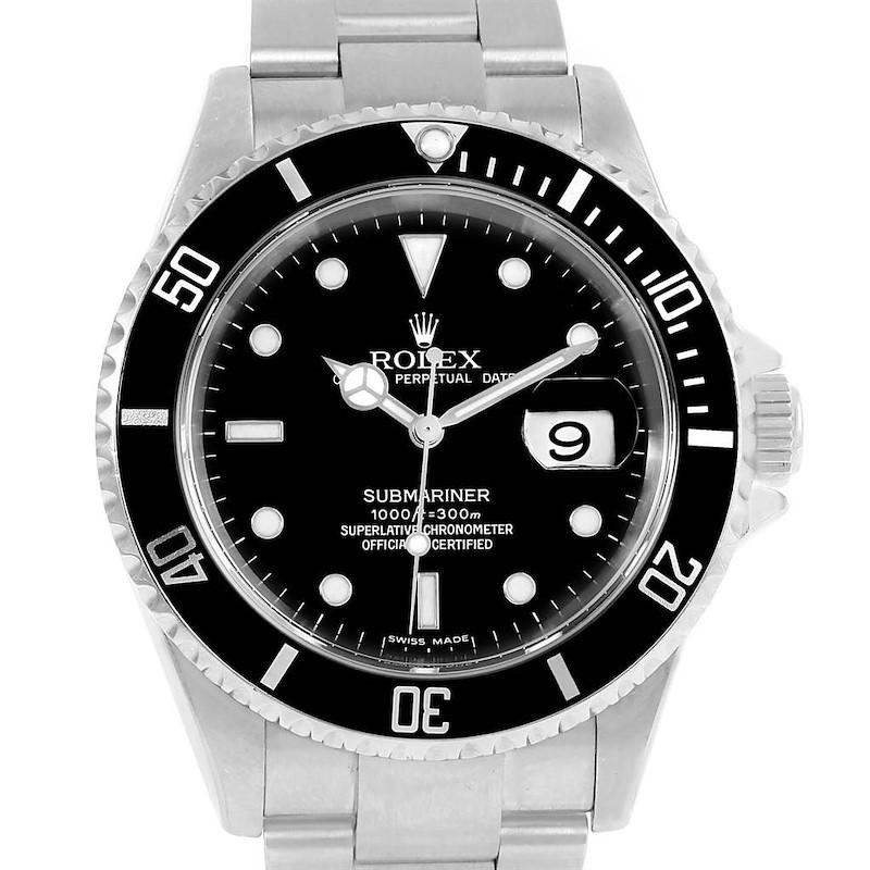 Rolex Submariner Stainless Steel Automatic Black Dial Mens Watch 16610 SwissWatchExpo