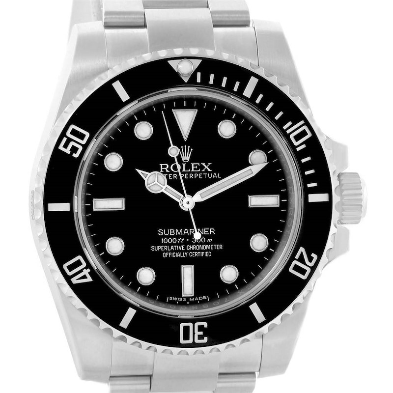 Rolex Submariner Non Date Mens Steel Black Dial Watch 114060 SwissWatchExpo