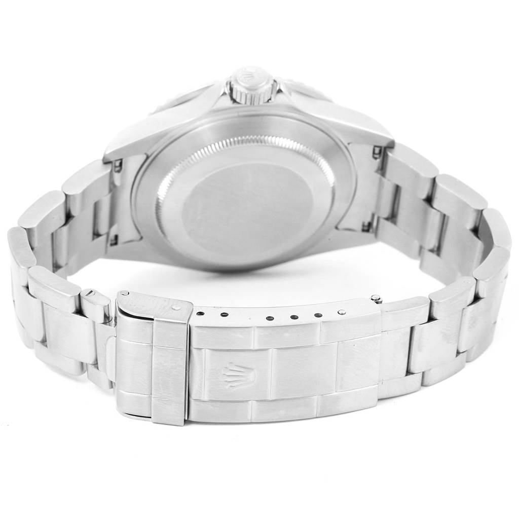 The image shows the back case and bracelet of a Rolex Submariner 16610 Men
s Stainless Steel Black Dial 16610 Men
s Stainless Steel Black Dial, viewed from the rear.