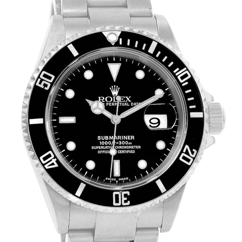 Rolex Submariner Stainless Steel Black Dial Mens Watch 16610 Year 2004 SwissWatchExpo