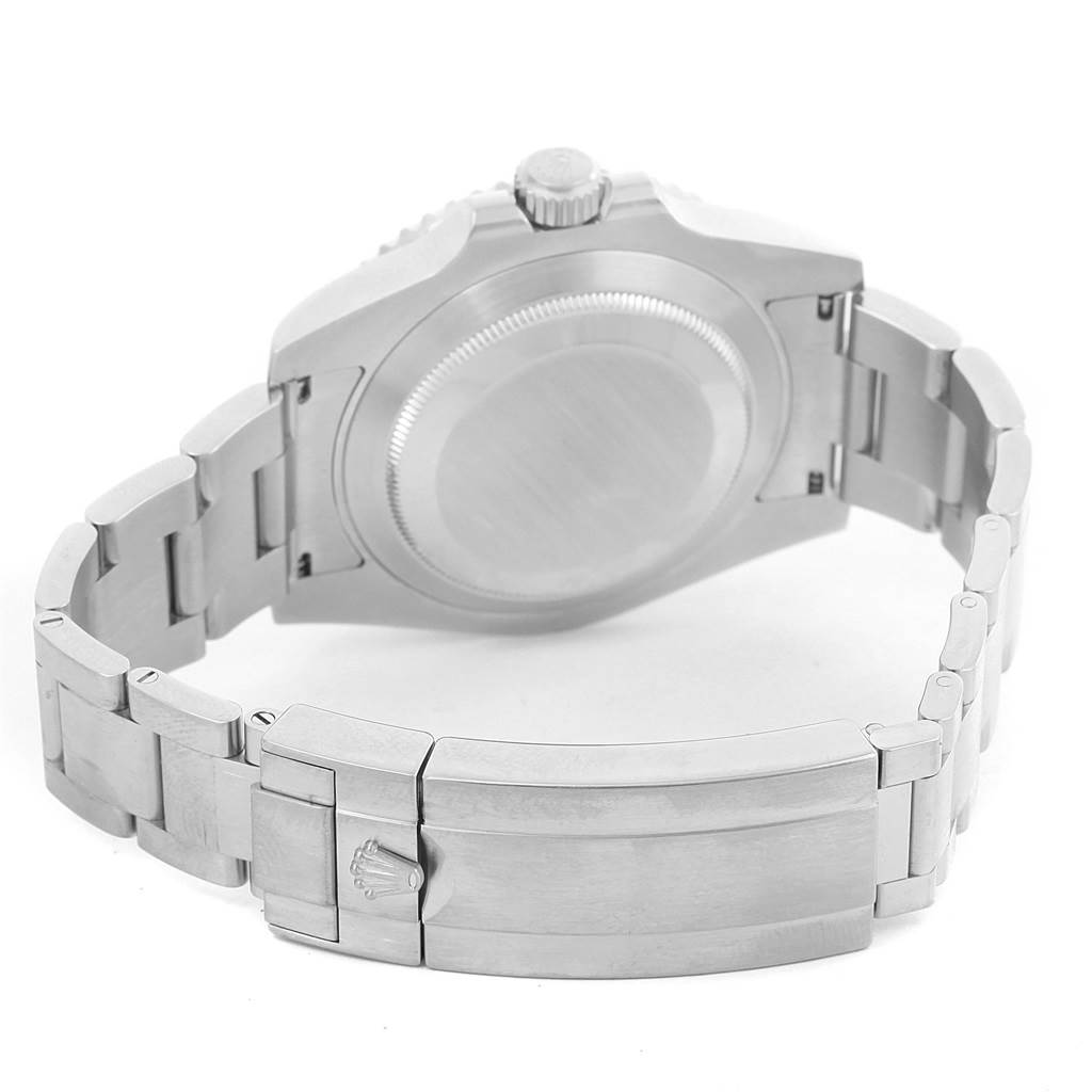 The image shows the back case and bracelet clasp of a Rolex Submariner 114060 Men
s Stainless Steel Black Dial 114060 Men
s Stainless Steel Black Dial watch from a rear angle.