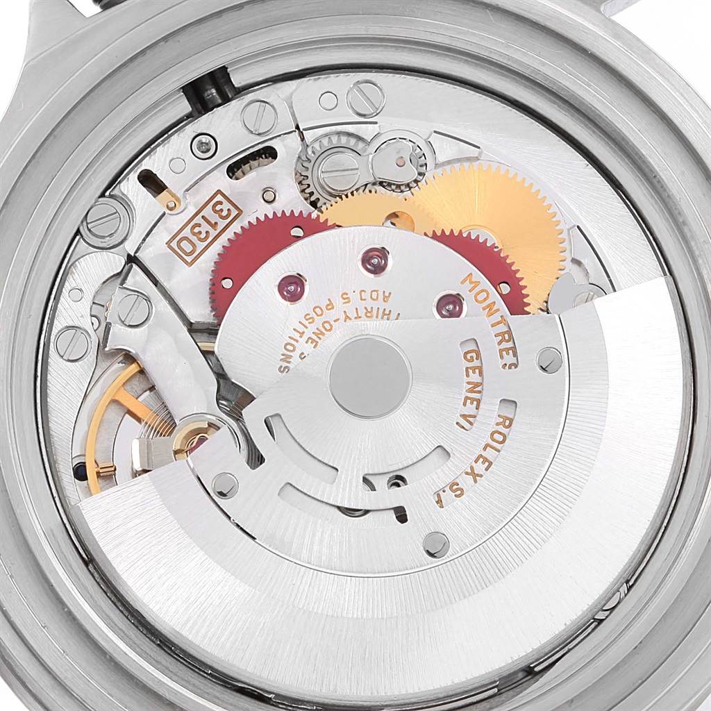 This image shows the internal mechanics and movement of a Rolex Submariner 14060 Men
s Stainless Steel Black Dial 14060 Men
s Stainless Steel Black Dial watch viewed from the back.