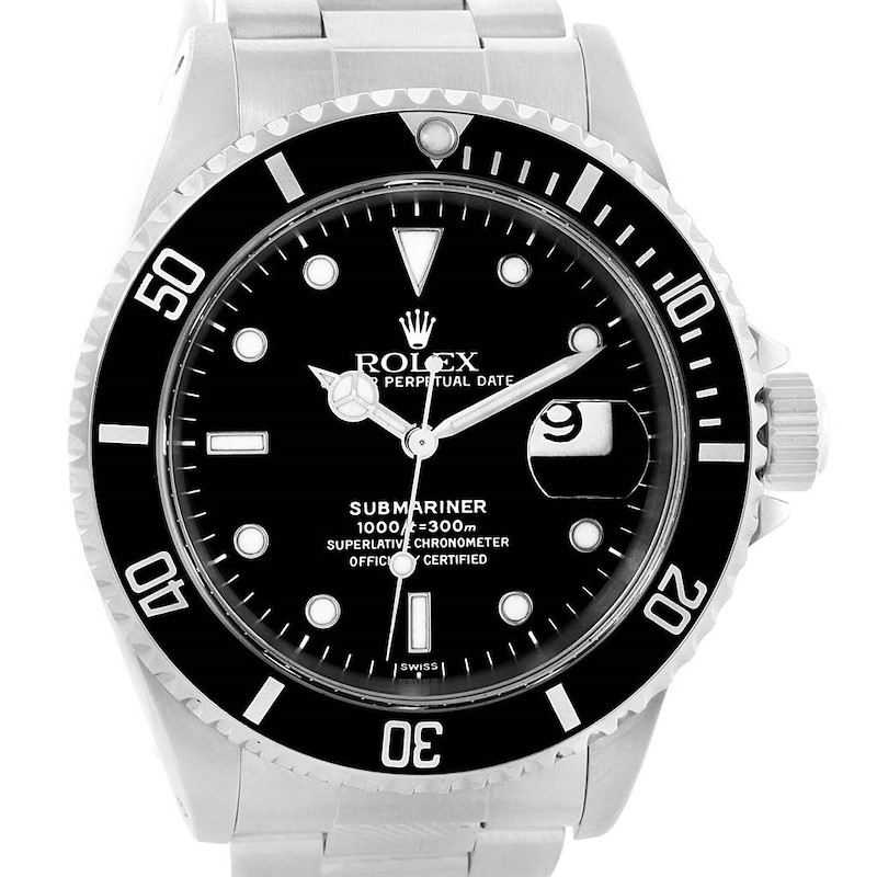 Rolex Submariner Steel Black Dial Oyster Bracelet Mens Watch 16610 SwissWatchExpo