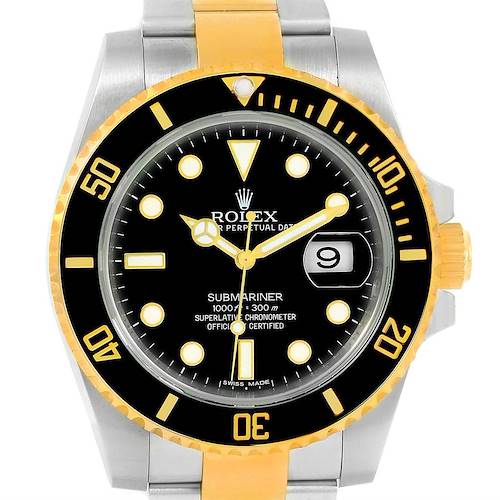 Photo of Rolex Submariner Steel 18K Yellow Gold Mens Watch 116613 Box Papers