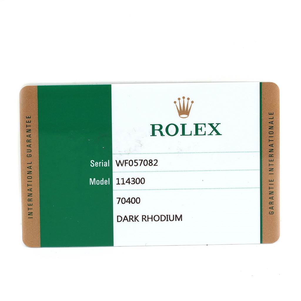 This image shows an International Guarantee card for a Rolex watch, listing its serial and model numbers.