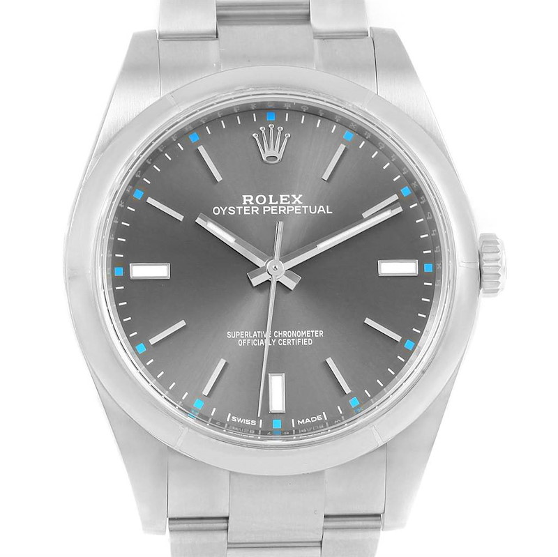 Rolex Oyster Perpetual 39 Rhodium Dial Mens Watch 114300 Unworn SwissWatchExpo