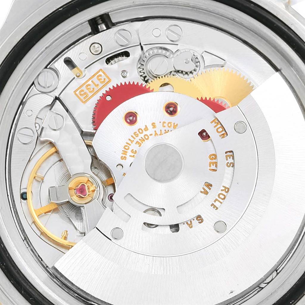 This image shows the internal movement mechanism of the Rolex Submariner 16613 Men
s Steel and Gold (two tone) Black Dial 16613 Men
s Steel and Gold (two tone) Black Dial model from the back angle.