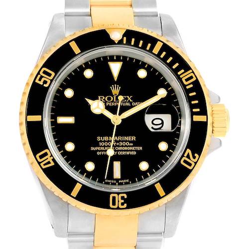 Photo of Rolex Submariner Steel Yellow Gold Black Dial Automatic Watch 16613