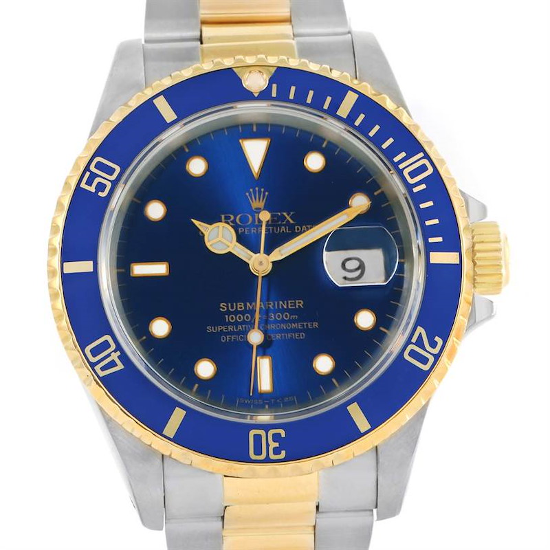 Rolex Submariner Steel 18K Yellow Gold Mens Watch 16613 Box SwissWatchExpo