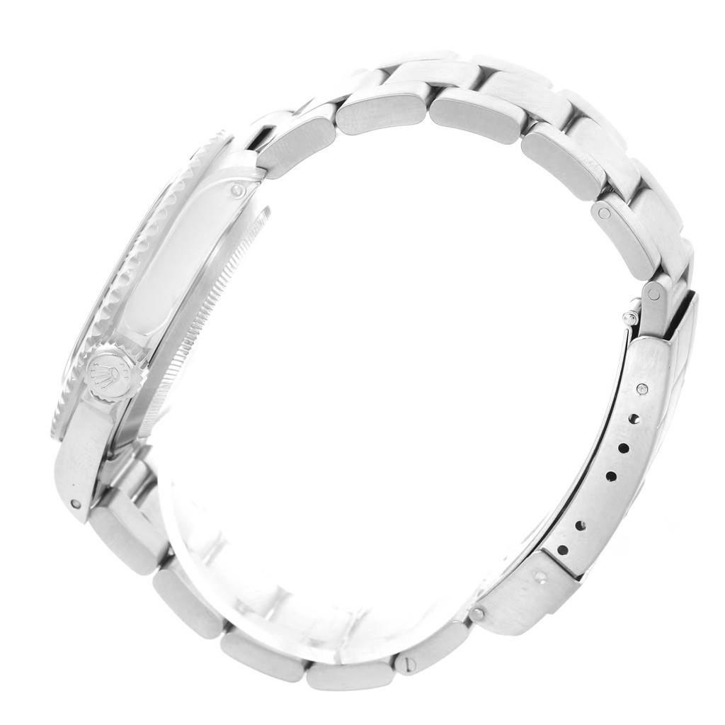 The image shows a side view of the Rolex Submariner 14060 Men's Stainless Steel Black Dial 14060 Men's Stainless Steel Black Dial watch, highlighting the bracelet, clasp, and crown.