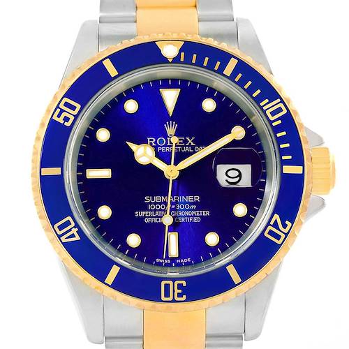 Photo of Rolex Submariner Steel Yellow Gold Blue 40mm Automatic Watch 16613
